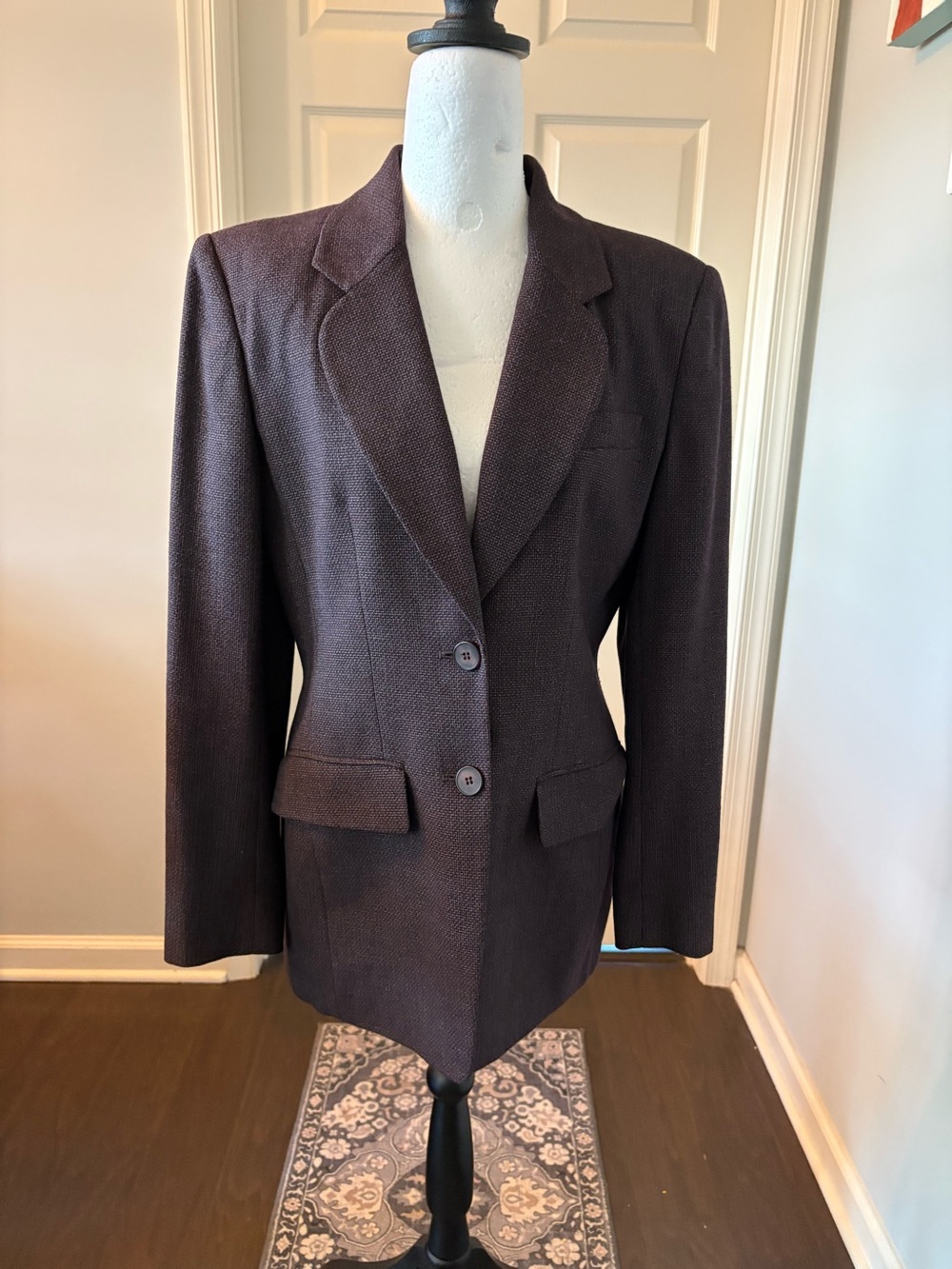 Women's Tailored Dark Purple Tweed Blazer